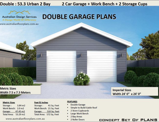 Double Garage Floor Plan:53.3 Urban 2 Bay